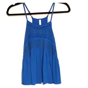 Blue Flowy Crop Top (Size Small)